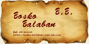 Boško Balaban vizit kartica